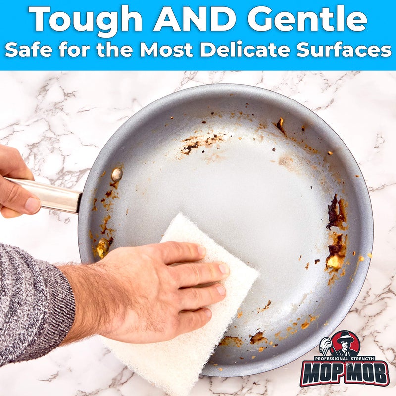 Mop Mob Non-Scratch, Super Long-Lasting Scrubbing Pad 5 pk, 10x4.5in. Best Reusable Multipurpose Scouring Sponge for Home Surfaces. Perfect Pro Grade Multi-Surface Scrubber Pads for Light-Duty Indoor Cleaning - Image 3